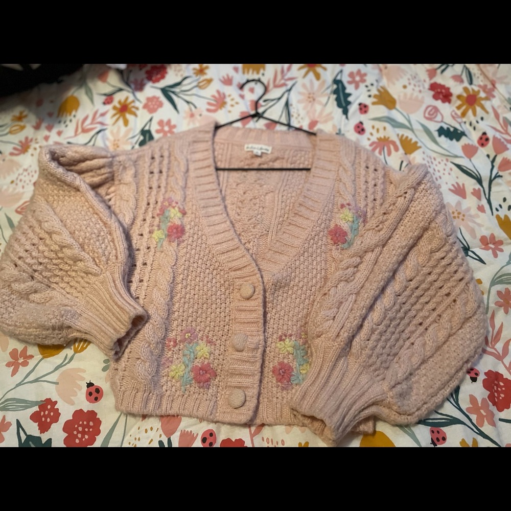Pink Amaryllis Cropped Cardigan!